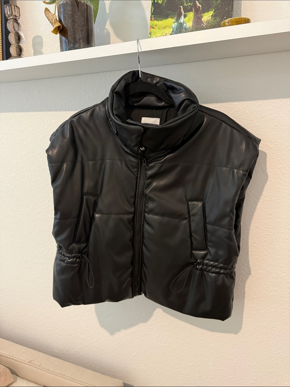 Le Lis Black Faux Leather Puffer Vest